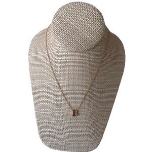 NWT Stainless Steel Gold Tone Initial Pendant Necklace B